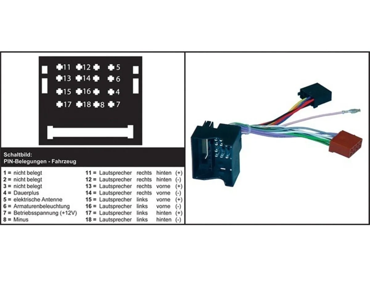 AIV »ISO Autoradio-Adapter Auto-Radio« Auto-Adapter ISO zu OEM Hersteller, Ermöglich Einbau ISO Auto-Radio mit OEM Verkablung, Adapter-Kabel für BMW 3er E46 5er E39 X3 E83 X5 E53 Z4 E85/ Ford C-Max Fiesta V Focus Fusion Galxy ... / Mini R50 R53