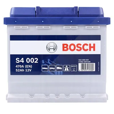 Bosch Starterbatterie S4 002 52Ah 470A 12V Renault: Twingo I Vw: Golf V, Caddy I, Golf IV, Golf VI 0092S40020