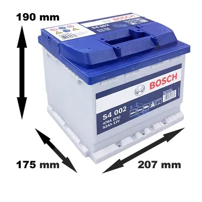 Bosch Starterbatterie S4 002 52Ah 470A 12V Renault: Twingo I Vw: Golf V, Caddy I, Golf IV, Golf VI 0092S40020