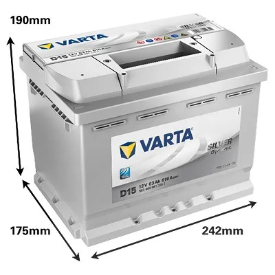 Varta Starterbatterie 63Ah D15+PolFett 10g Renault: Clio II Vw: Golf IV, Golf VI, Golf V, Caddy I 5634000613162 : 3139