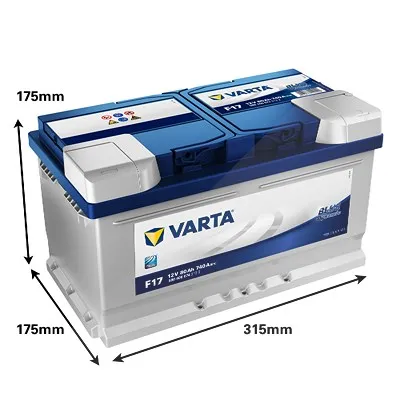 Varta Blue Dynamic Starterbatterie 80Ah 740 A F17 Alfa romeo: Spider, Brera, 159 Audi: TT Ford: Focus II 5