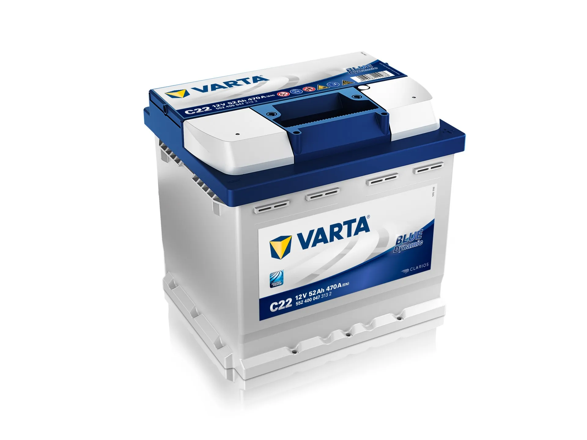 Varta  Blue Dynamic Starterbatterie 52Ah 470 A C22 Renault: Twingo I, Clio II Vw: Golf V, Golf IV, Golf VI 5524000473132