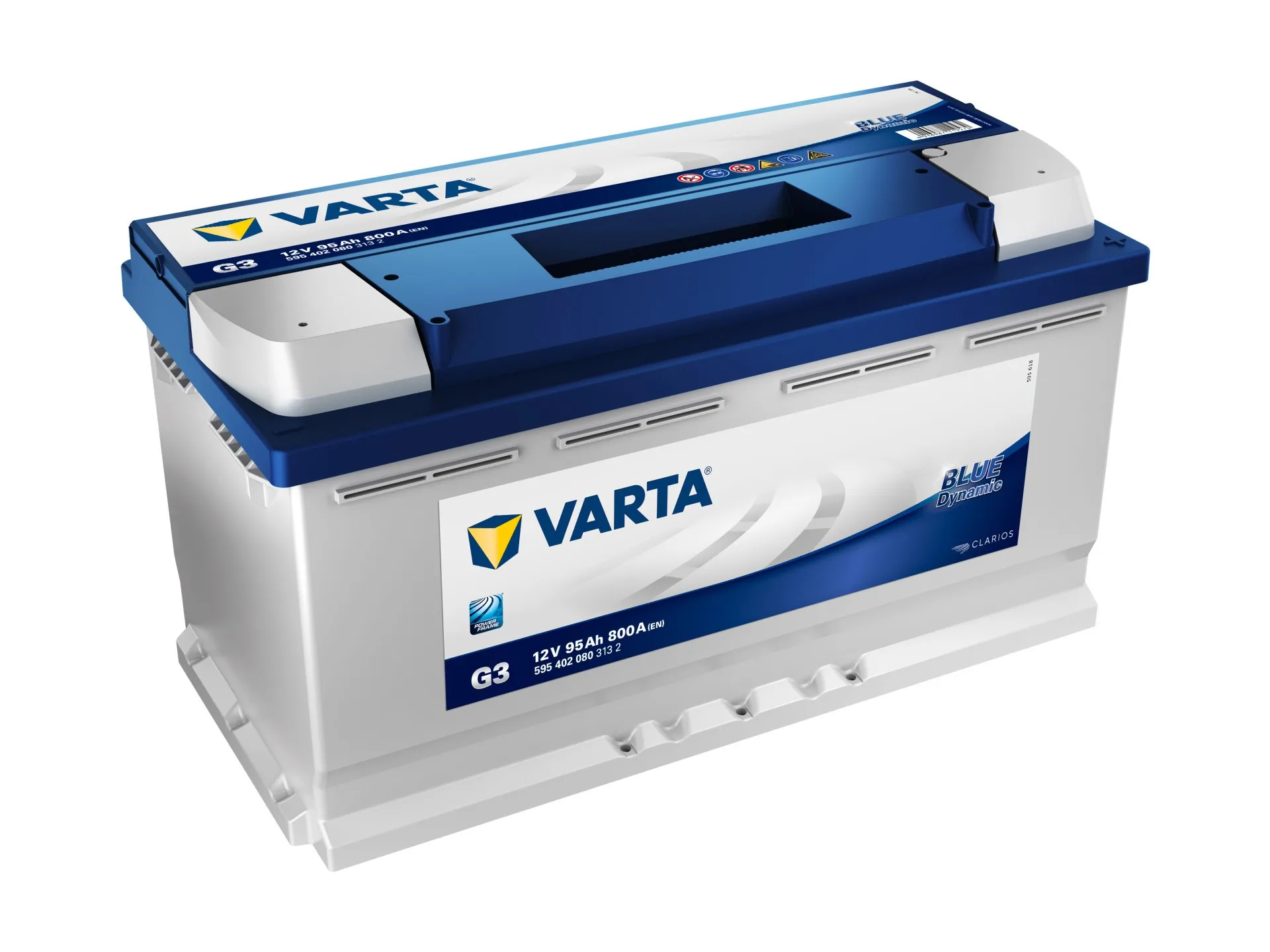 Varta  Blue Dynamic Starterbatterie 95Ah 800 A G3 Chrysler: Grand Voyager V, Voyager II Hyundai: Galloper II Iveco: Daily I,