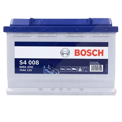 Bosch Starterbatterie S4 008 74Ah 680A 12V Renault: Clio II Vw: Golf VII, Golf IV, Golf VI, Golf V 0092S40080