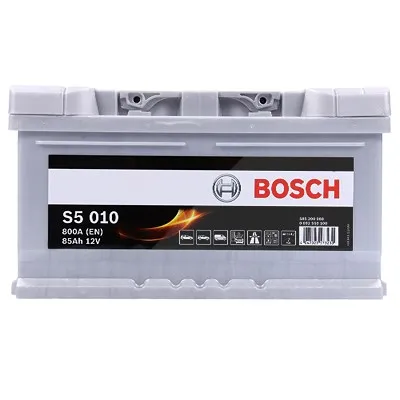 Bosch Starterbatterie S5 010 85Ah 800A 12V Chrysler: Voyager IV Ford: Kuga II, Mondeo IV, Focus II V