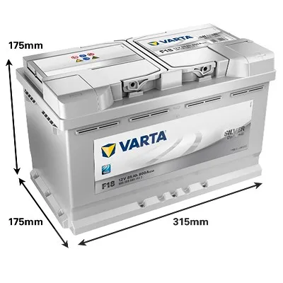 Varta  Starterbatterie 85Ah F18+Pol-Fett 10g Chrysler: Voyager IV Ford: Focus III, Kuga I, Kuga II