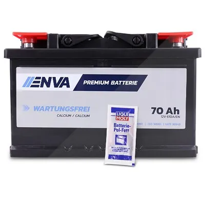 Enva Starterbatterie 72Ah 680A + Pol-Fett 10g Ford: Focus II, Mondeo III, Fiesta IV Renau