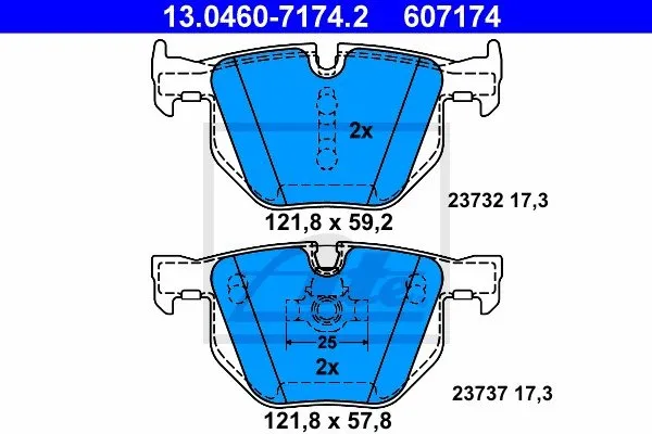 Ate Bremsbelagsatz Hinterachse Bmw: 6, 5 13.0460-7174.2