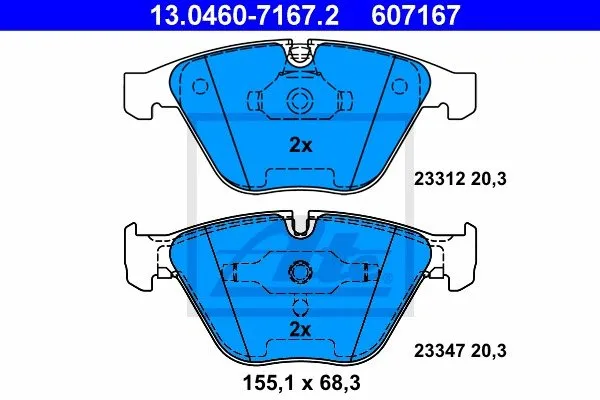 Ate Bremsbelagsatz Vorderachse Bmw: 7, 6, 5, 3, 1 13.0460-7167.2