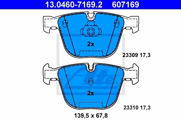Ate Bremsbelagsatz Hinterachse Bmw: X5, 7, 6, 5, 3 13.0460-7169.2