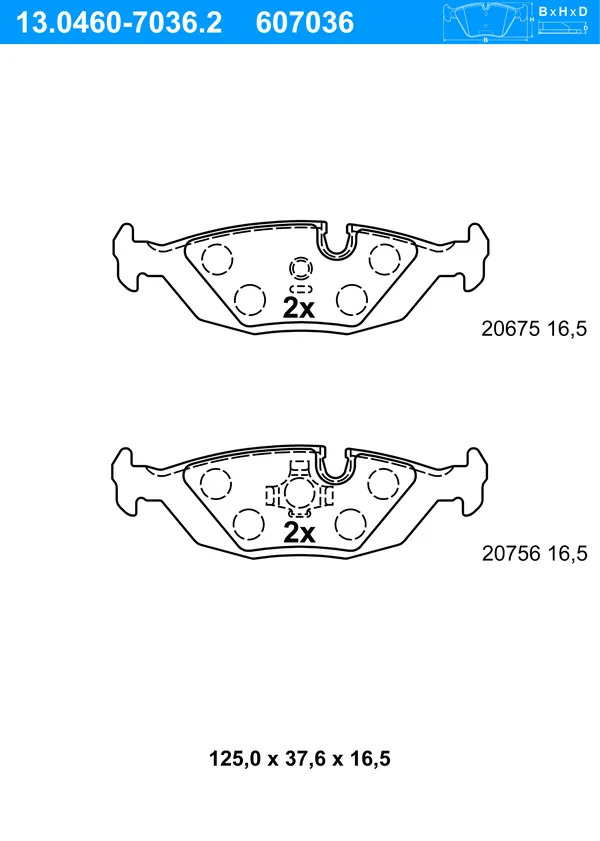 Ate Bremsbelagsatz Hinterachse Bmw: 3 13.0460-7036.2