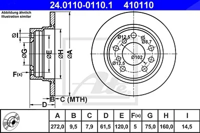 Ate Bremsscheibe Hinterachse Voll Bmw: 5 24.0110-0110.1