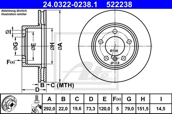 Ate Power Disc Bremsscheibe Vorderachse Belüftet Bmw: 3, 1 24.0322-0238.1