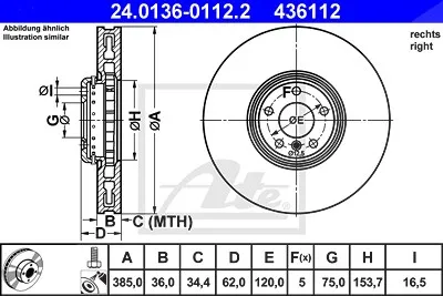 Ate Bremsscheibe Bmw: X6, X5 24.0136-0112.2