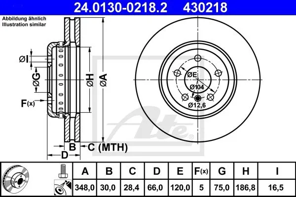 Ate 1x Bremsscheibe Zweiteilig Vorne Belüftet Bmw: 5 24.0130-0218.2