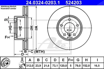 Ate Bremsscheibe Bmw: X1, 4, 3, 2, 1 24.0324-0203.1