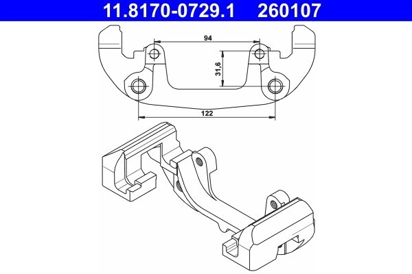 ATE Halter, Bremssattel vorne rechts links  für BMW 34106758104 34111163701 34111160350 11.8170-0729.1