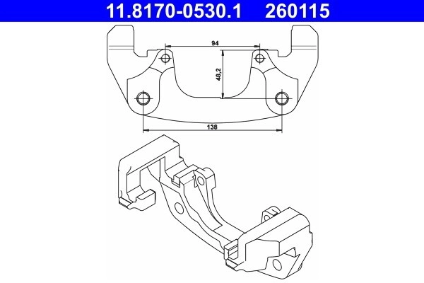 ATE Halter, Bremssattel vorne rechts links  für BMW ROVER 34111166233 SYH000090 34116768437 11.8170-0530.1