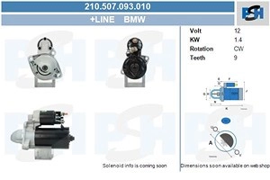 Bv Psh Anlasser [Hersteller-Nr. 210.507.093.010] für BMW