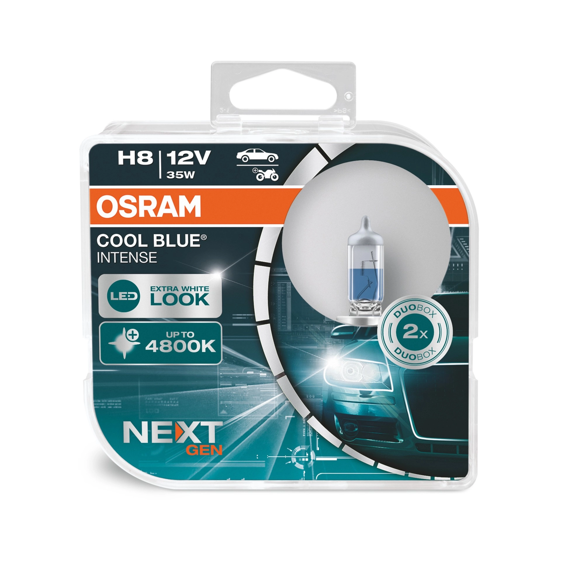 OSRAM COOL BLUE® INTENSE H8 next Gen (2 Stk.) Glühlampe, Fernscheinwerfer,Glühlampe, Hauptscheinwerfer,Glühlampe, Park-/Positionsleuchte,Glühlampe, Ta