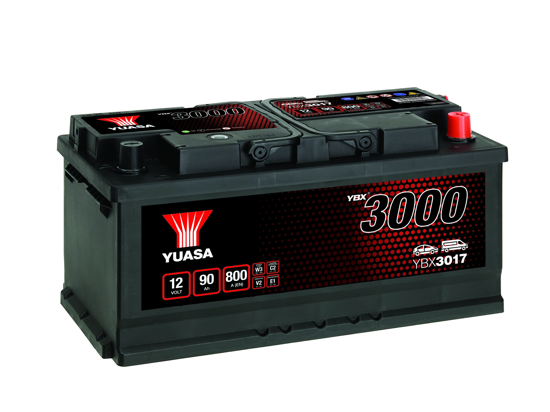 YUASA YBX3000 - SMF 12V 90Ah 800A Starterbatterie für ASTON MARTIN LAND ROVER TOYOTA IVECO MERCEDES-BENZ JAGUAR VOLVO OPEL BMW RENAULT FIAT VAUXHALL F