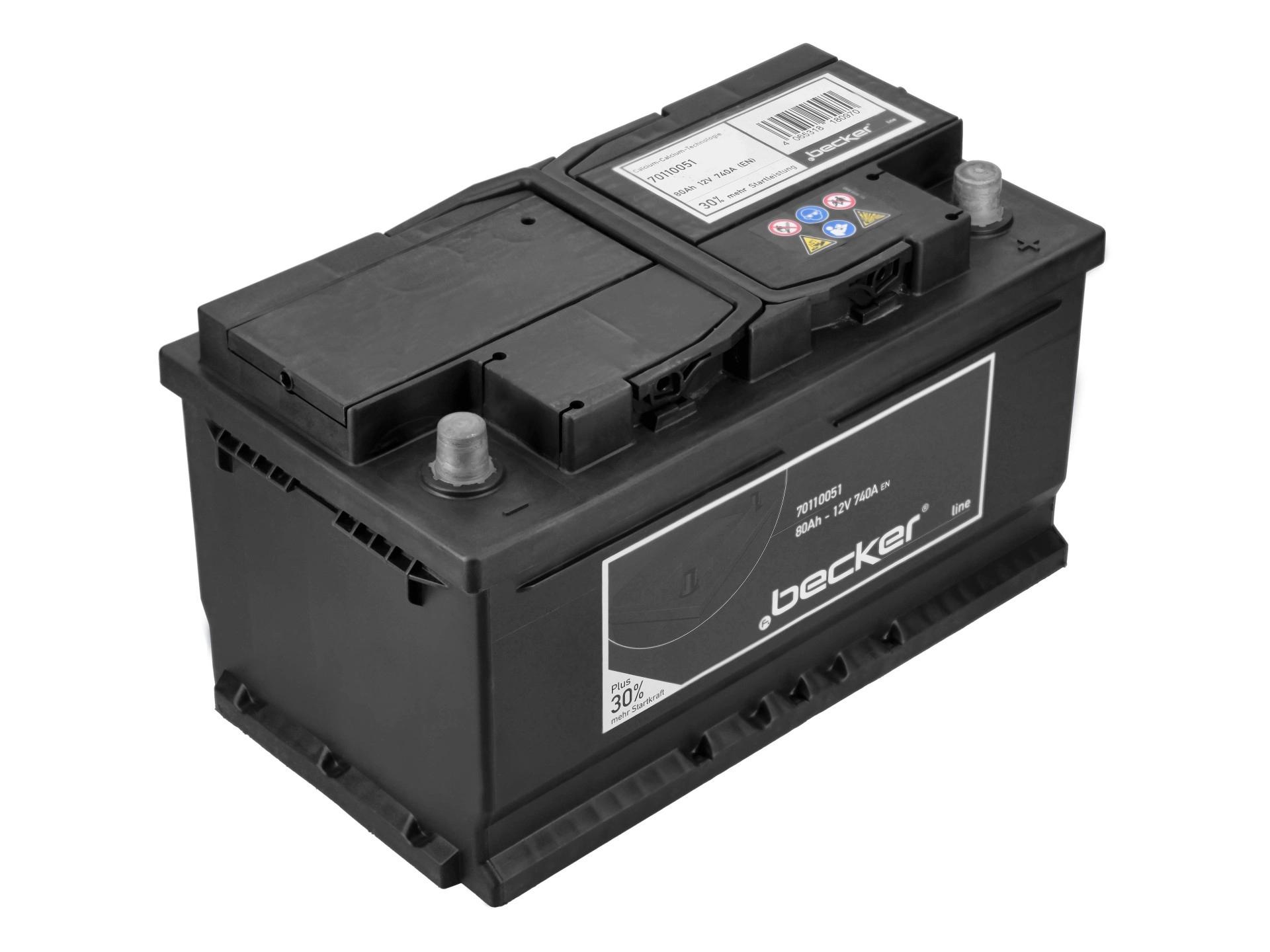 f.becker_line Premium Starterbatterie +30% - 12V, 80 Ah, 740 A 12V 80Ah 740A für RENAULT PEUGEOT LAND ROVER FENDT CITROËN FORD PORSCHE VOLVO OPEL CHEV